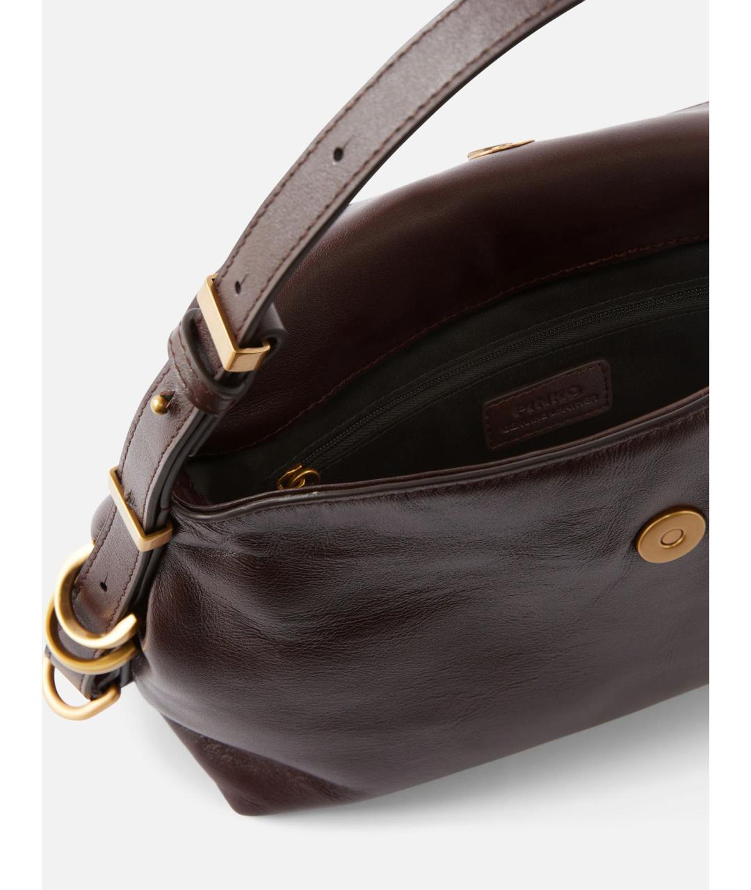 PINKO Коричневая кожаная сумка через плечо, фото 6