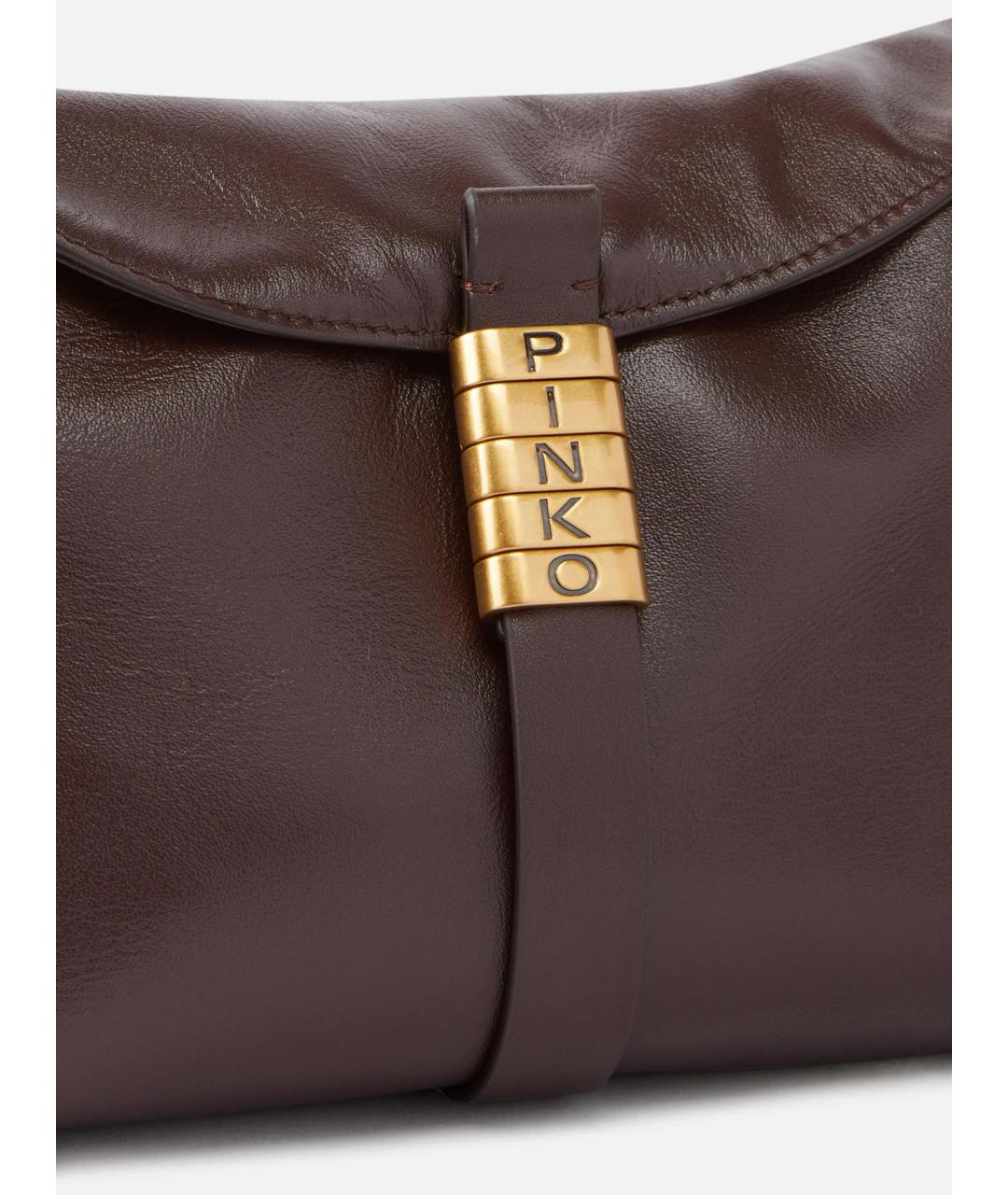 PINKO Коричневая кожаная сумка через плечо, фото 5