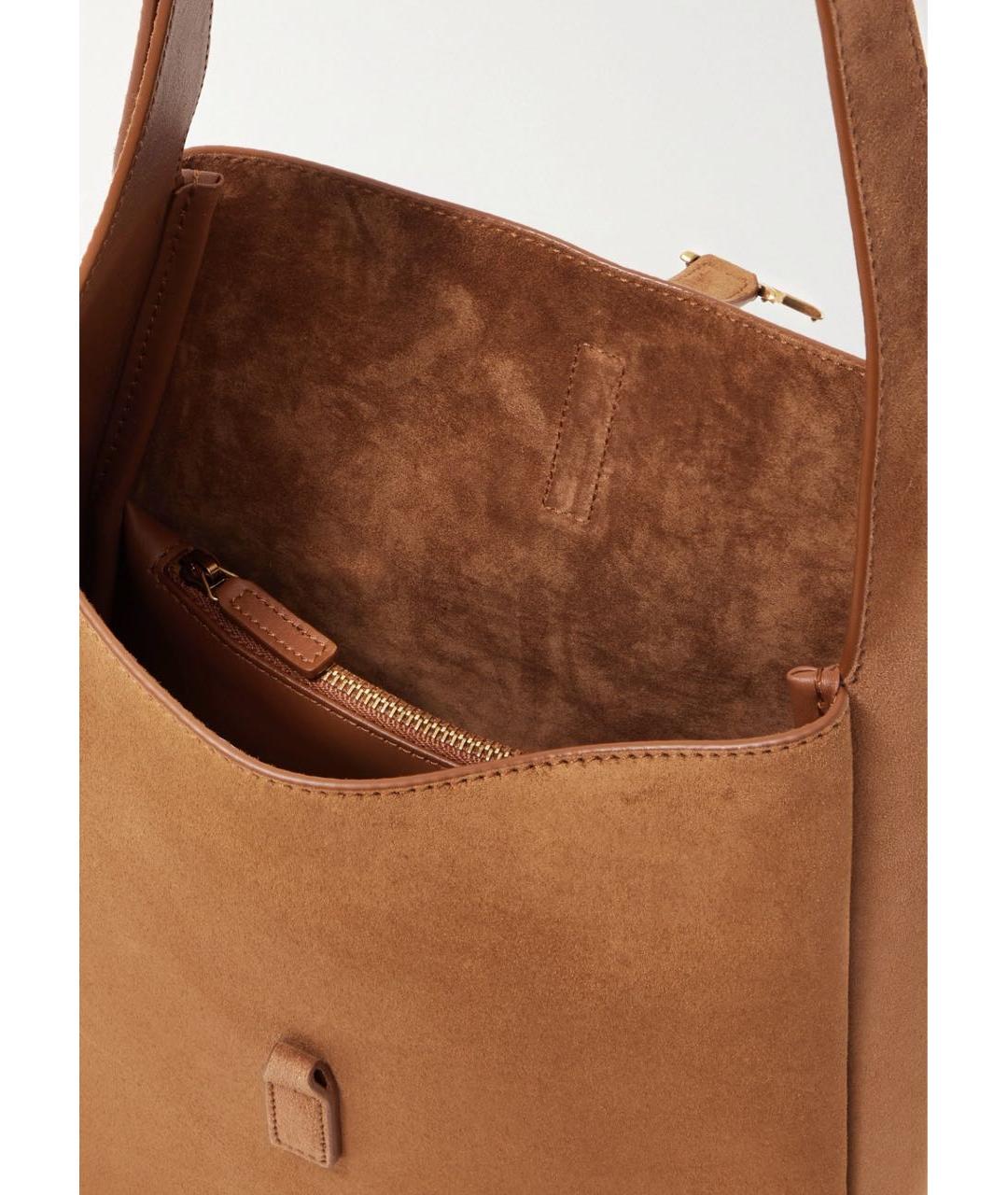 SAINT LAURENT Коричневая замшевая сумка тоут, фото 4