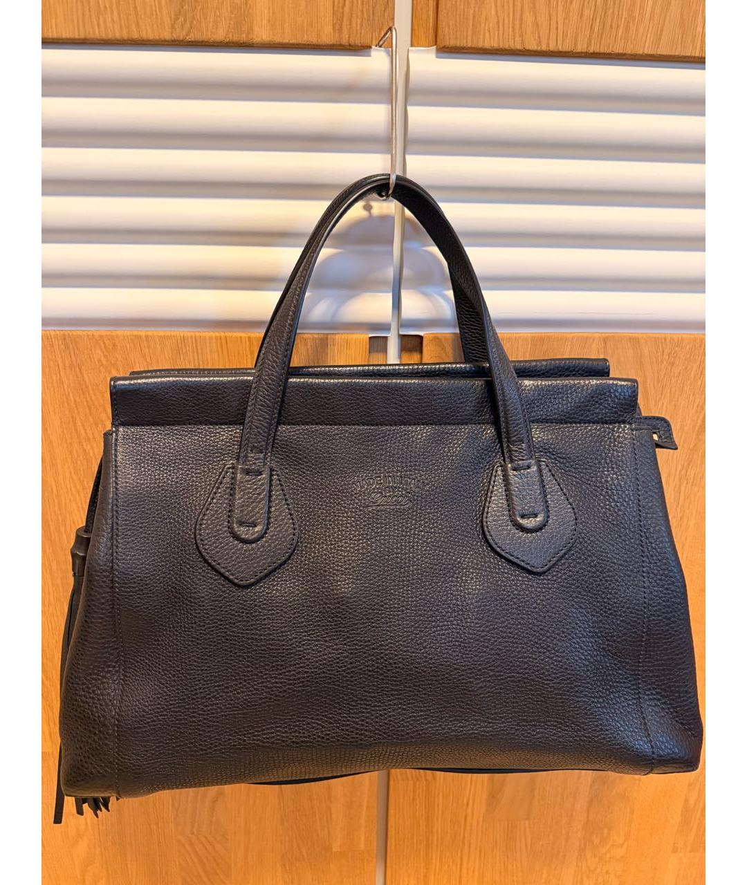 GUCCI Черная кожаная сумка тоут, фото 5