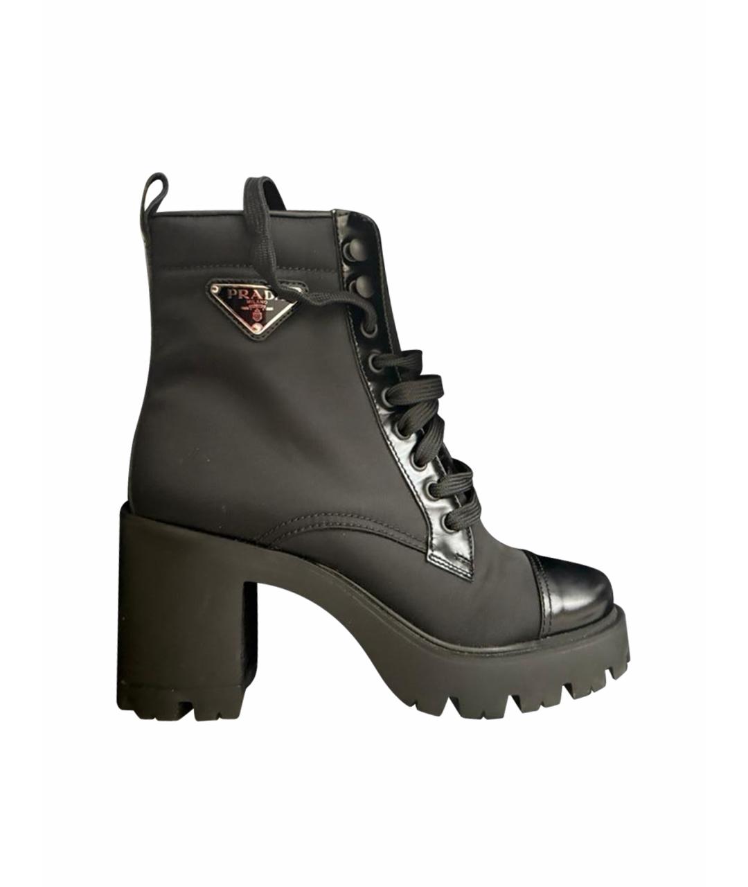 PRADA Черные кожаные ботильоны, фото 1