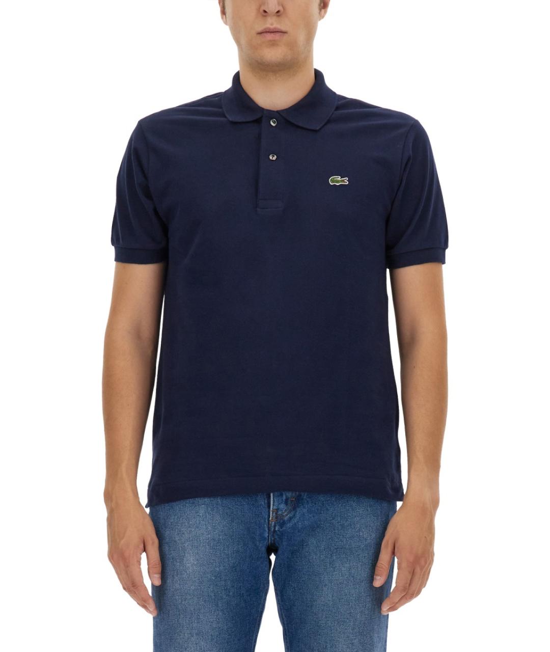 LACOSTE Синее хлопковое поло с коротким рукавом, фото 2
