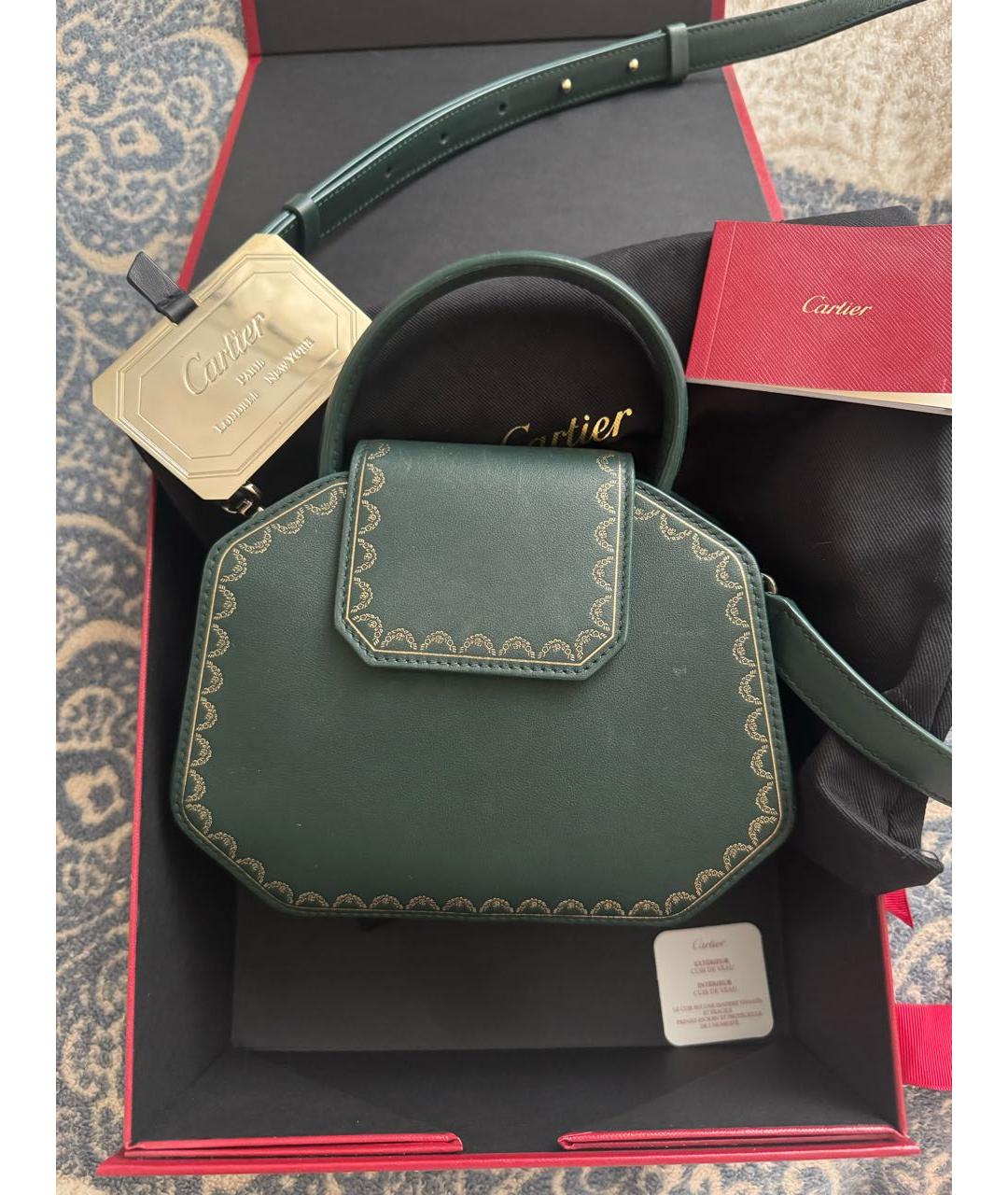 CARTIER Зеленая кожаная сумка через плечо, фото 3