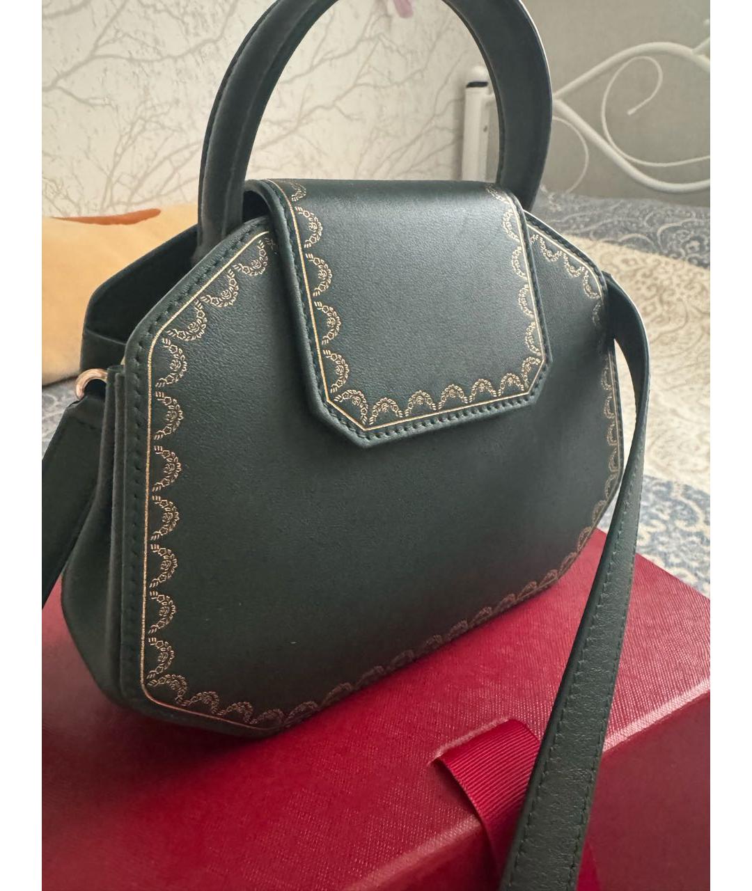 CARTIER Зеленая кожаная сумка через плечо, фото 2