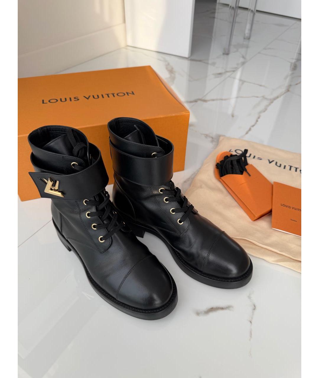 LOUIS VUITTON Черные кожаные ботинки, фото 5