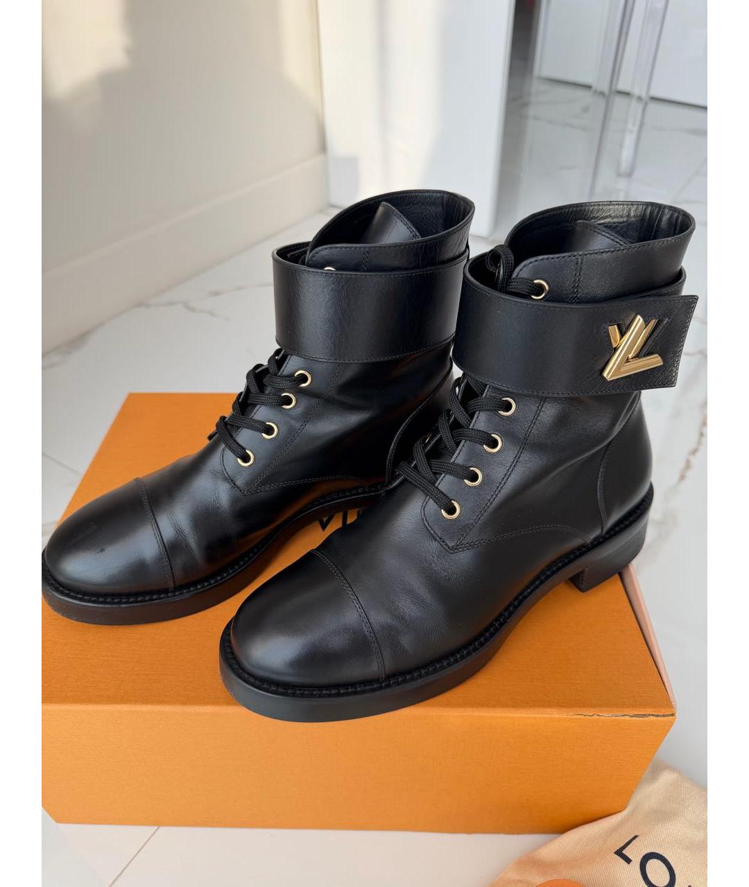 LOUIS VUITTON Черные кожаные ботинки, фото 7