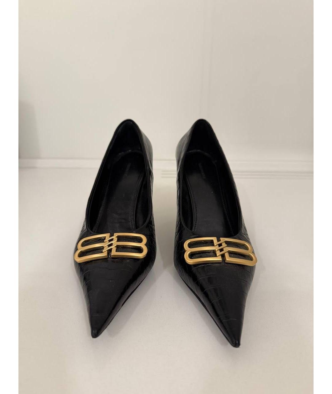 BALENCIAGA Черные кожаные туфли, фото 2