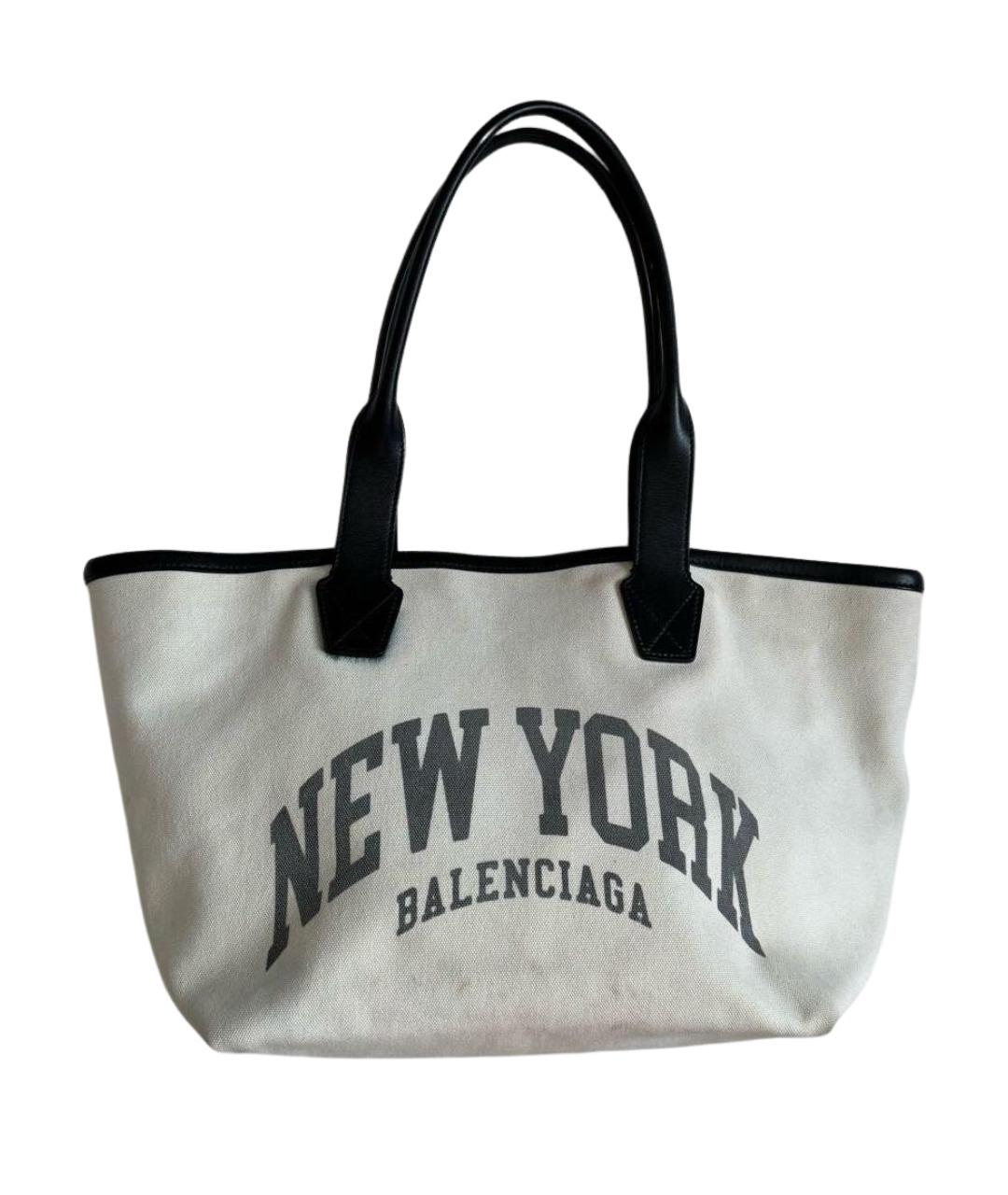 BALENCIAGA Белая хлопковая сумка тоут, фото 1
