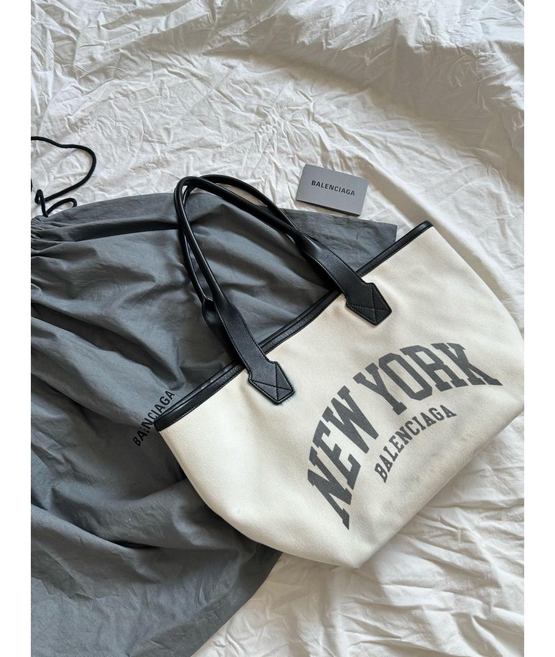 BALENCIAGA Белая хлопковая сумка тоут, фото 7