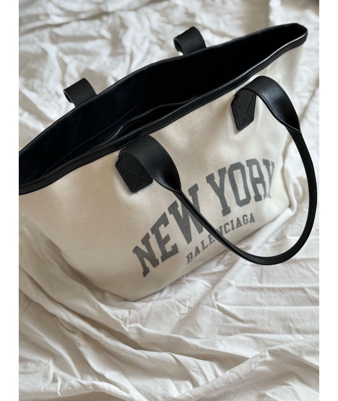 BALENCIAGA Белая хлопковая сумка тоут, фото 2