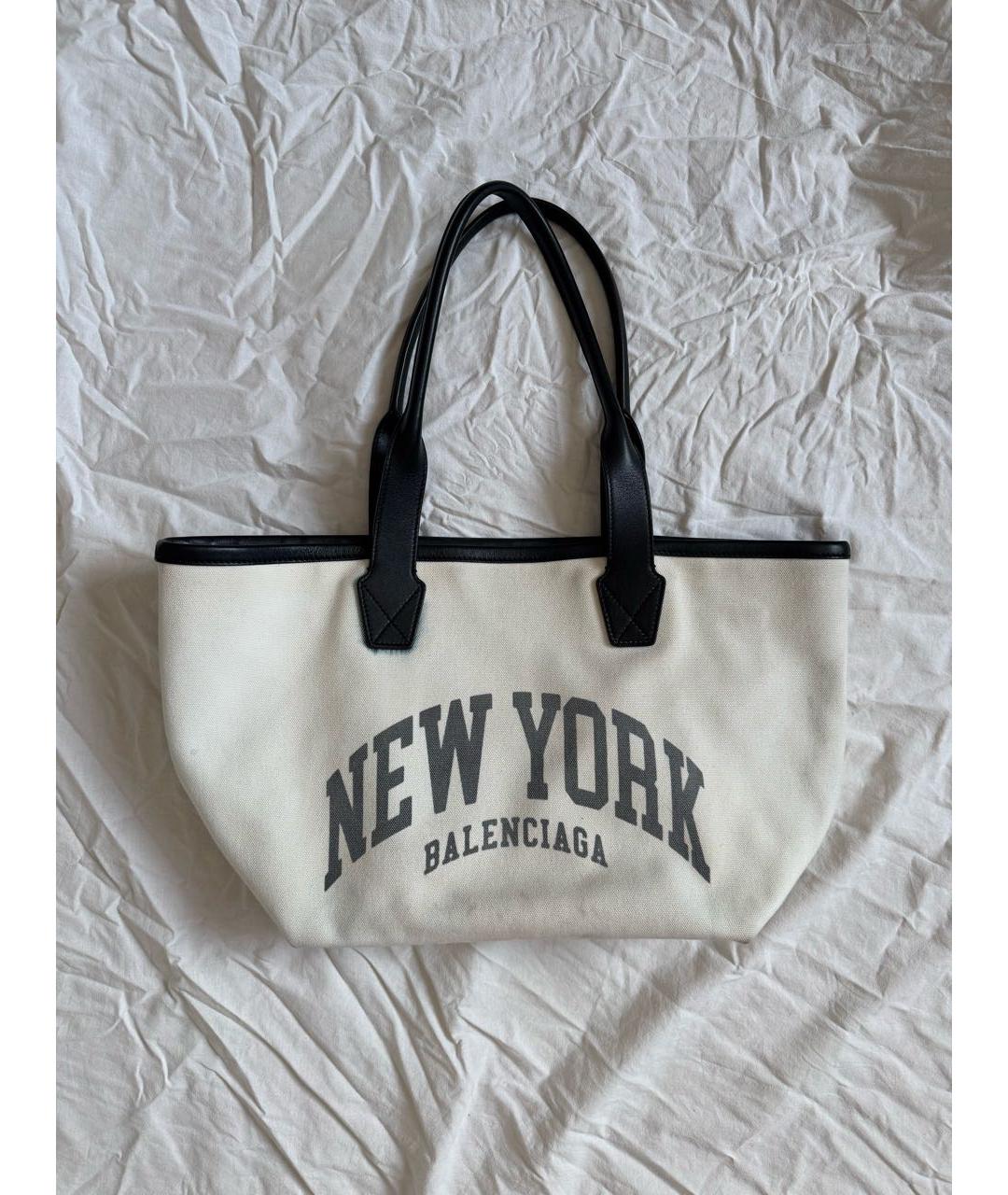 BALENCIAGA Белая хлопковая сумка тоут, фото 5