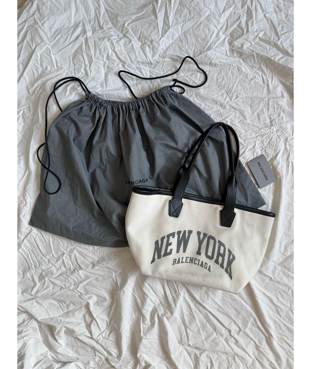 BALENCIAGA Белая хлопковая сумка тоут, фото 3