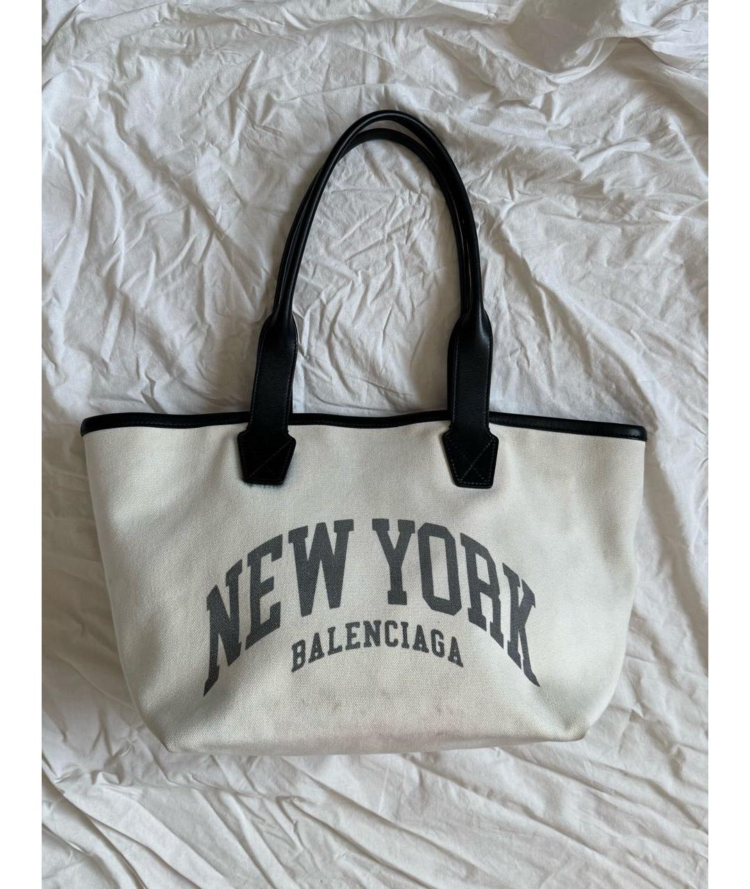 BALENCIAGA Белая хлопковая сумка тоут, фото 9