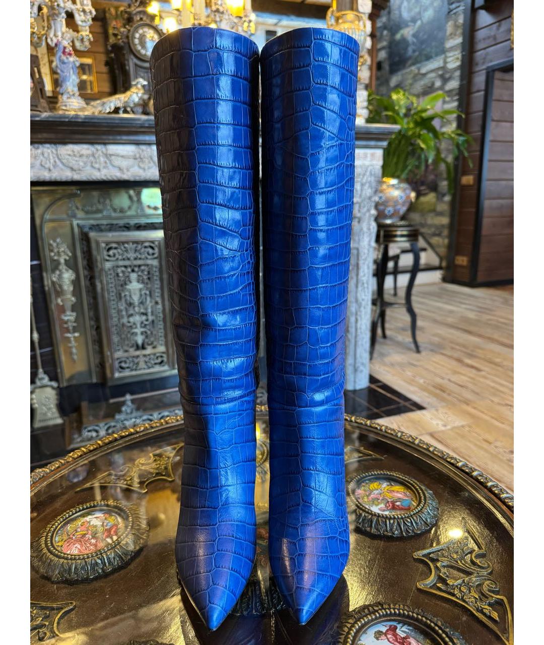 PARIS TEXAS Синие кожаные сапоги, фото 2