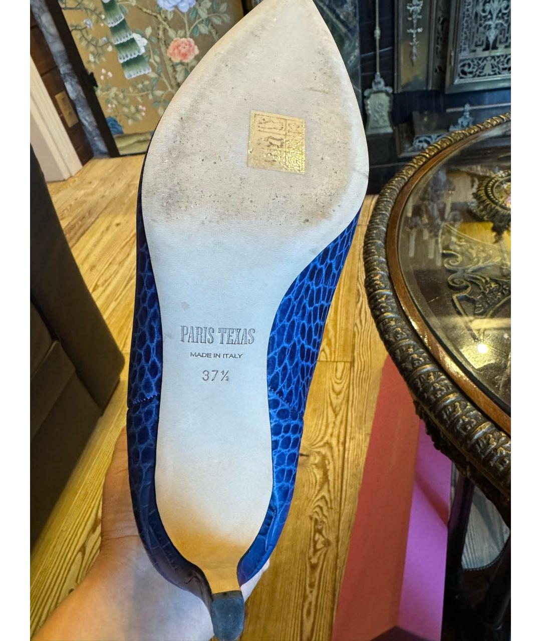 PARIS TEXAS Синие кожаные сапоги, фото 6