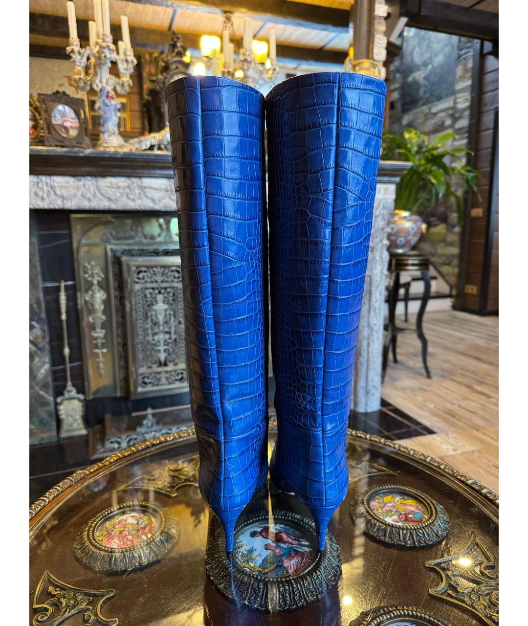 PARIS TEXAS Синие кожаные сапоги, фото 3