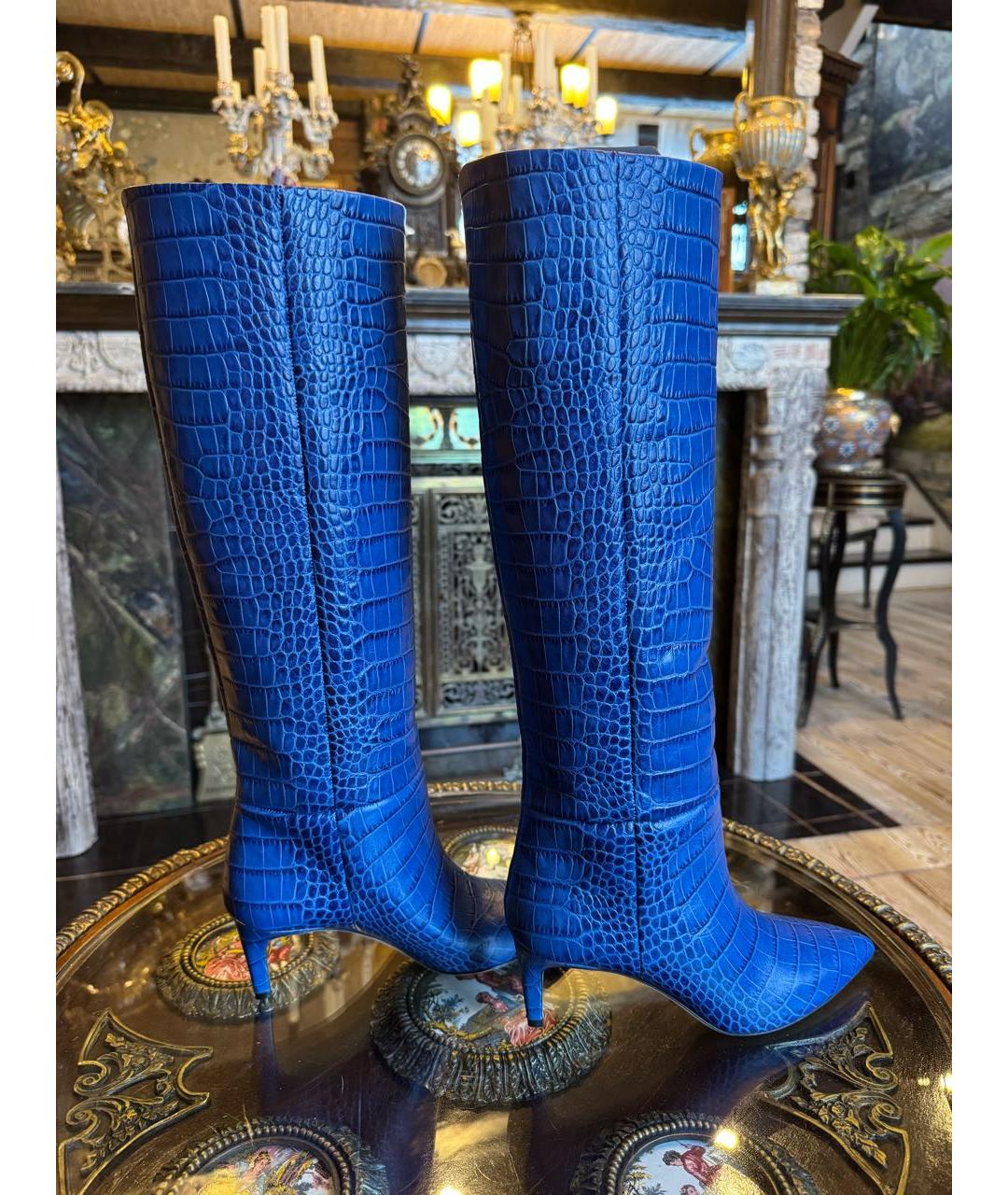 PARIS TEXAS Синие кожаные сапоги, фото 9