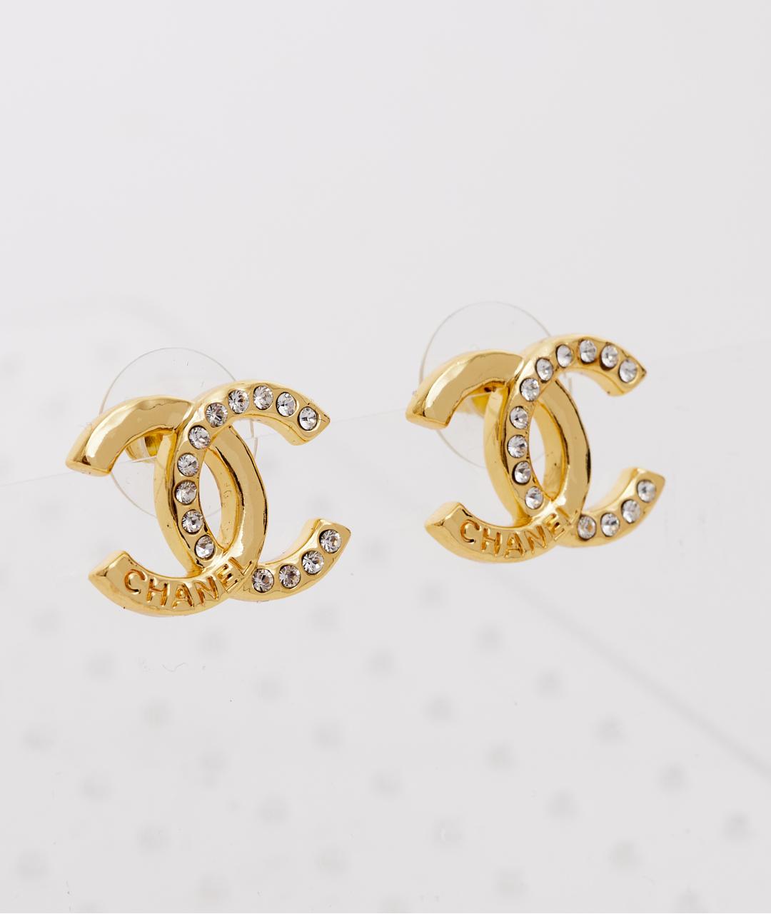 CHANEL Золотые металлические серьги, фото 2