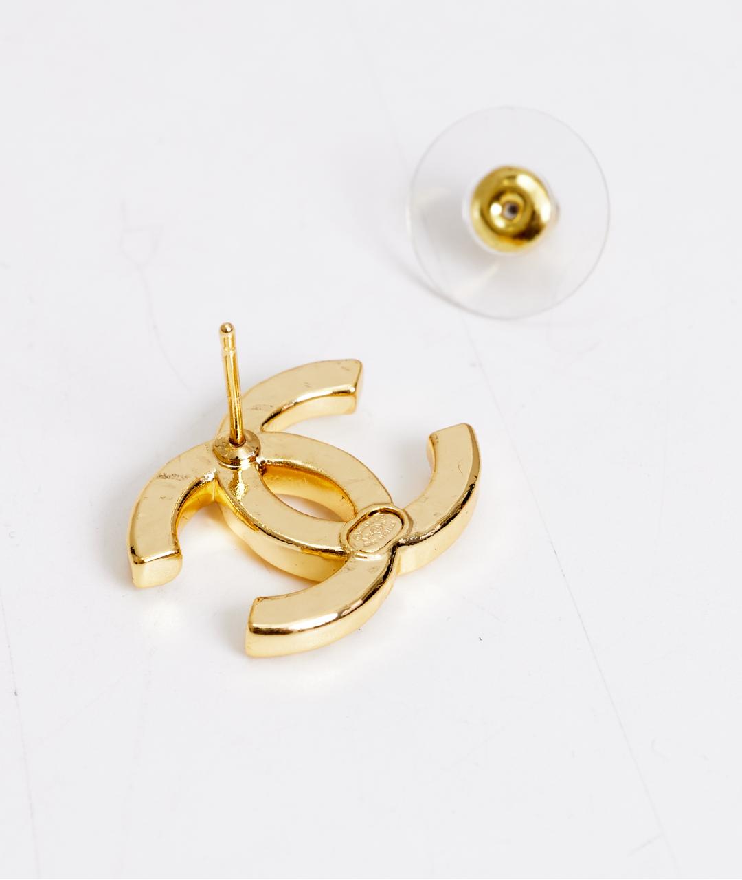 CHANEL Золотые металлические серьги, фото 3