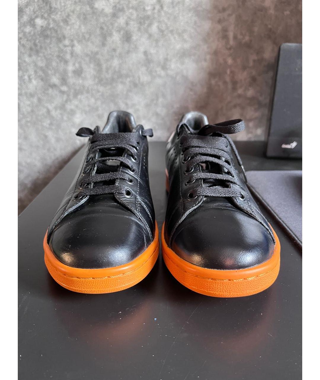 ADIDAS X RAF SIMONS Черные кожаные низкие кроссовки / кеды, фото 2