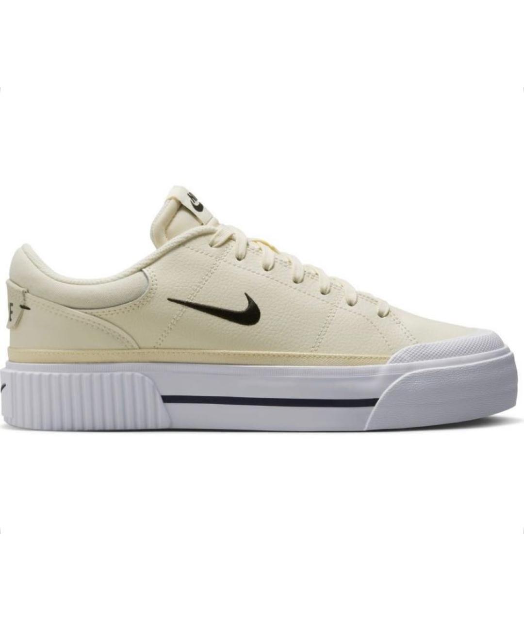 NIKE Бежевые кожаные низкие кроссовки / кеды, фото 6