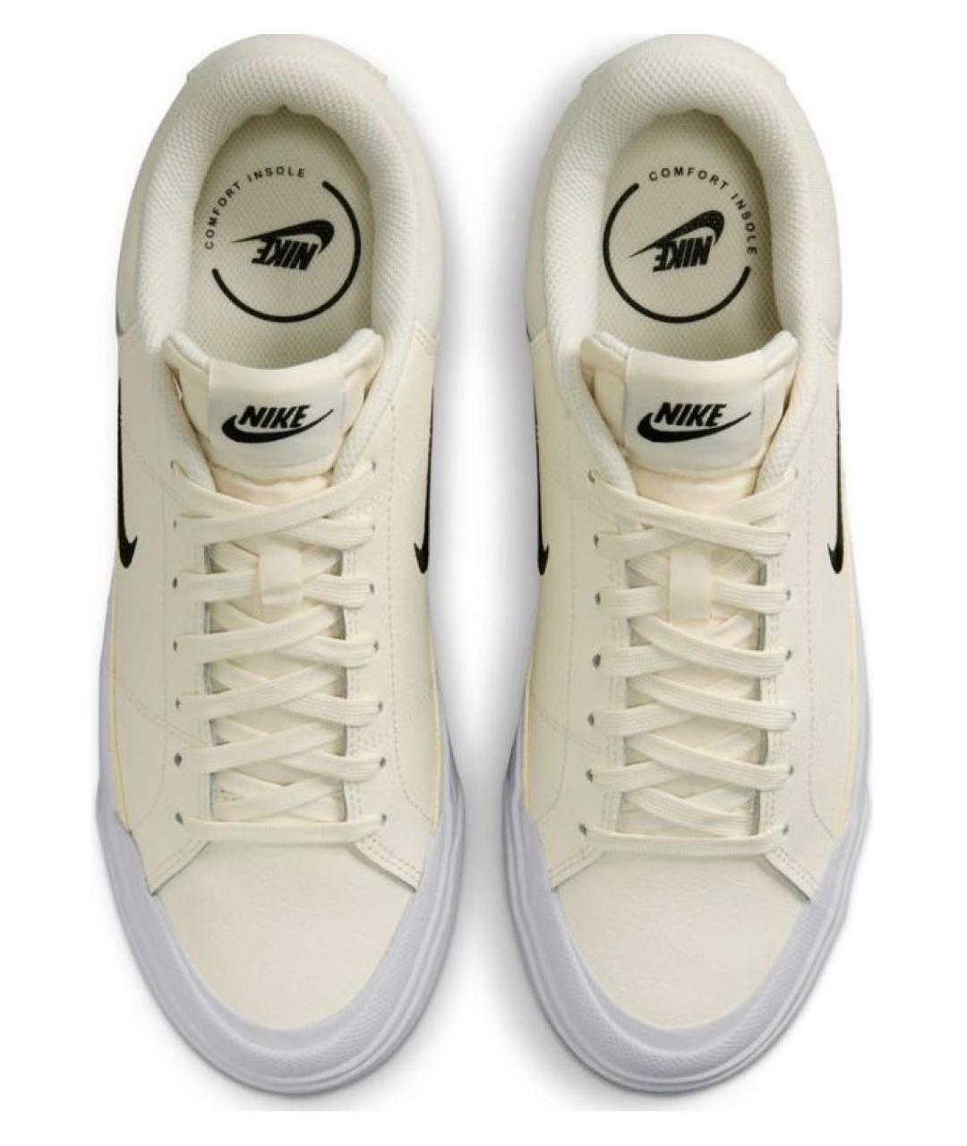 NIKE Бежевые кожаные низкие кроссовки / кеды, фото 3