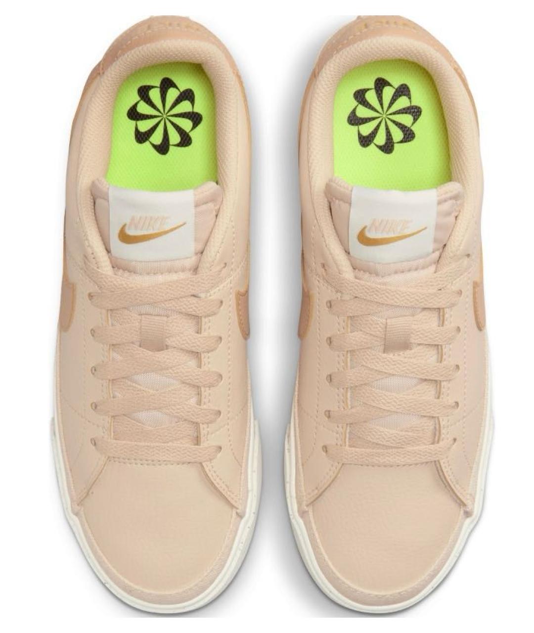 NIKE Бежевые кожаные низкие кроссовки / кеды, фото 4