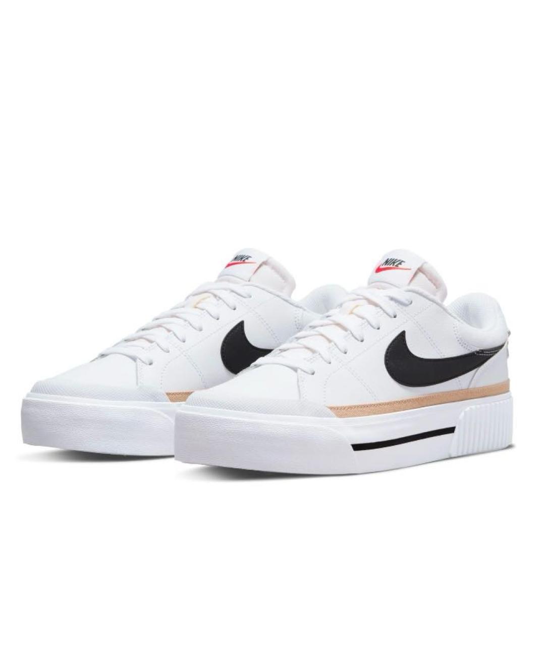 NIKE Белые кожаные низкие кроссовки / кеды, фото 2