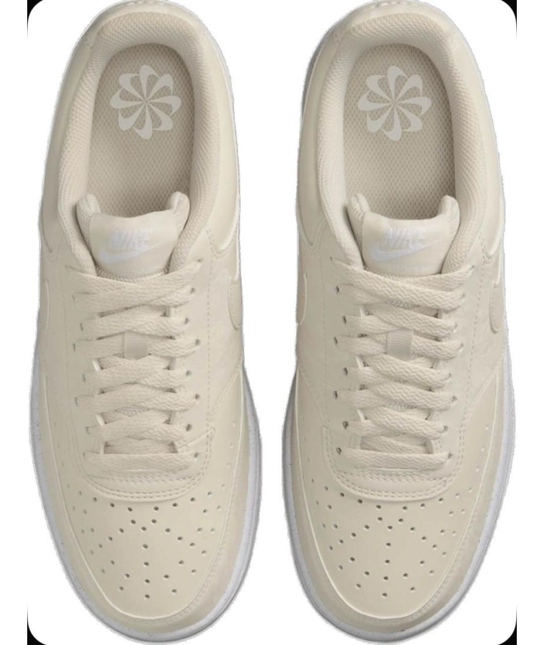 NIKE Бежевые кожаные низкие кроссовки / кеды, фото 3