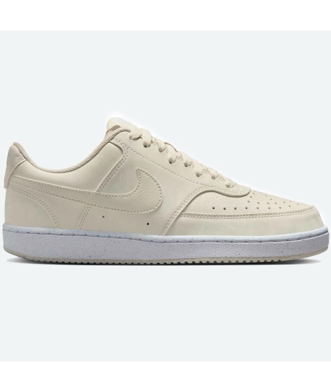 NIKE Бежевые кожаные низкие кроссовки / кеды, фото 7