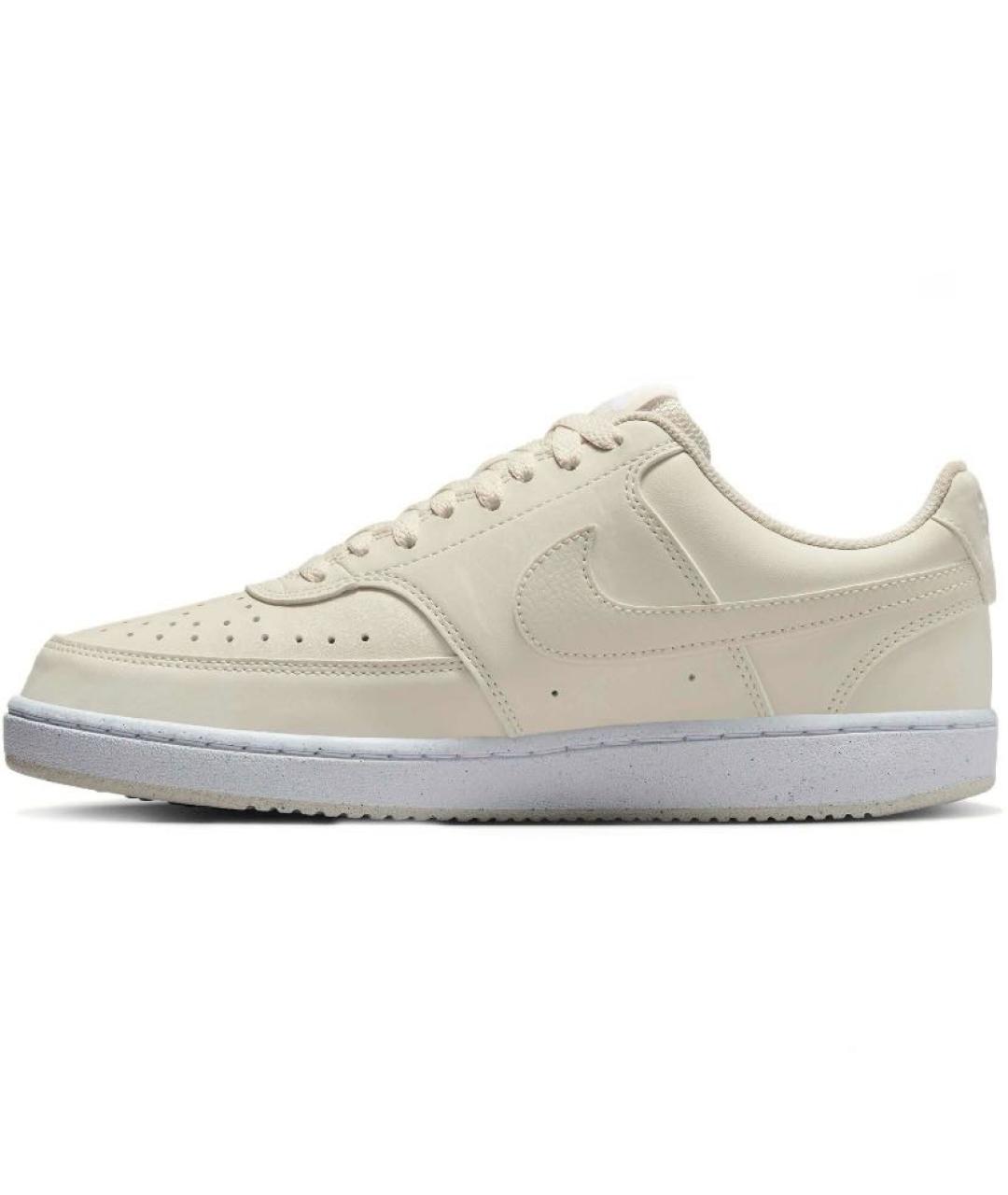 NIKE Бежевые кожаные низкие кроссовки / кеды, фото 5