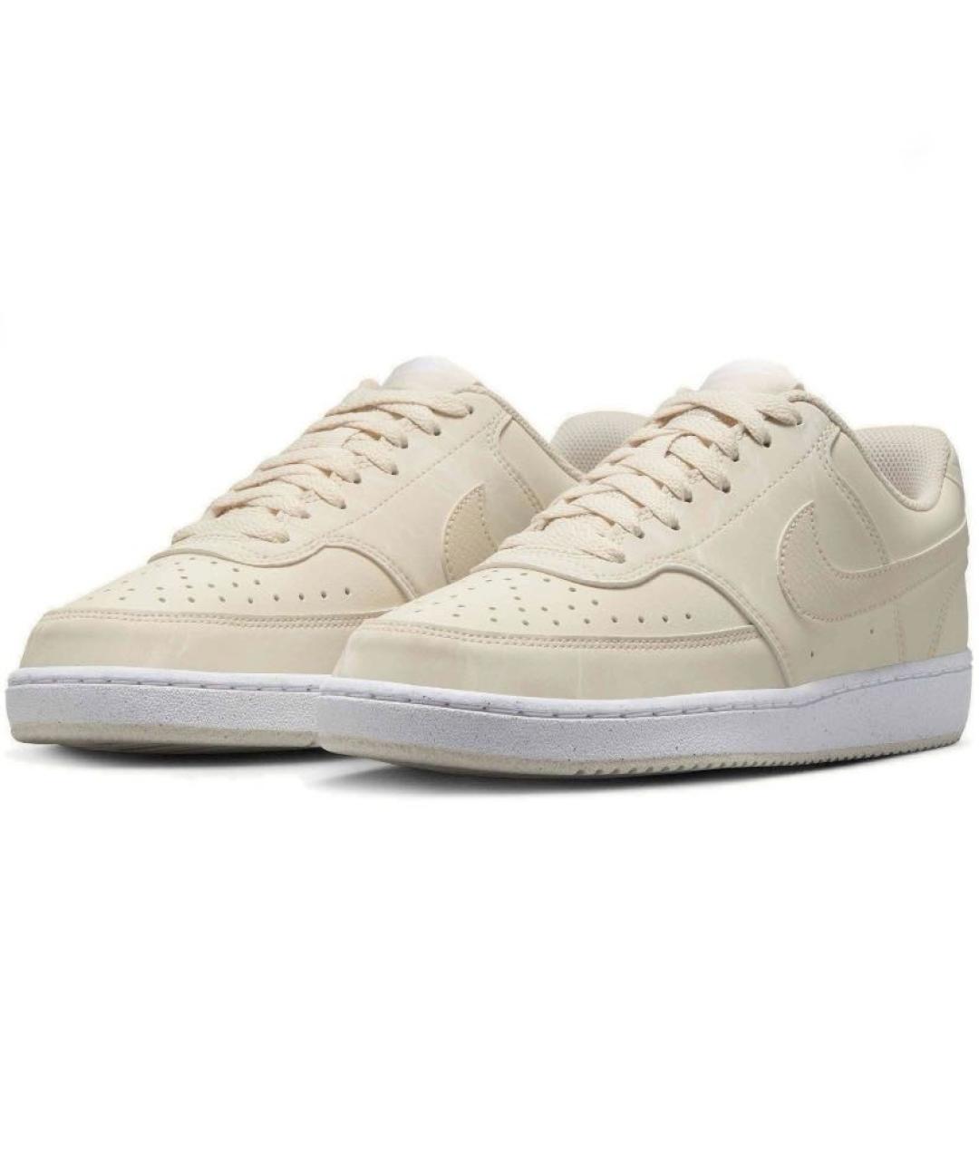 NIKE Бежевые кожаные низкие кроссовки / кеды, фото 2