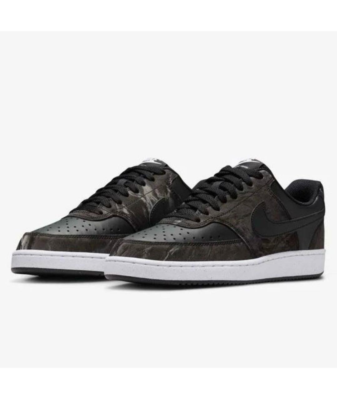 NIKE Черные кожаные низкие кроссовки / кеды, фото 2