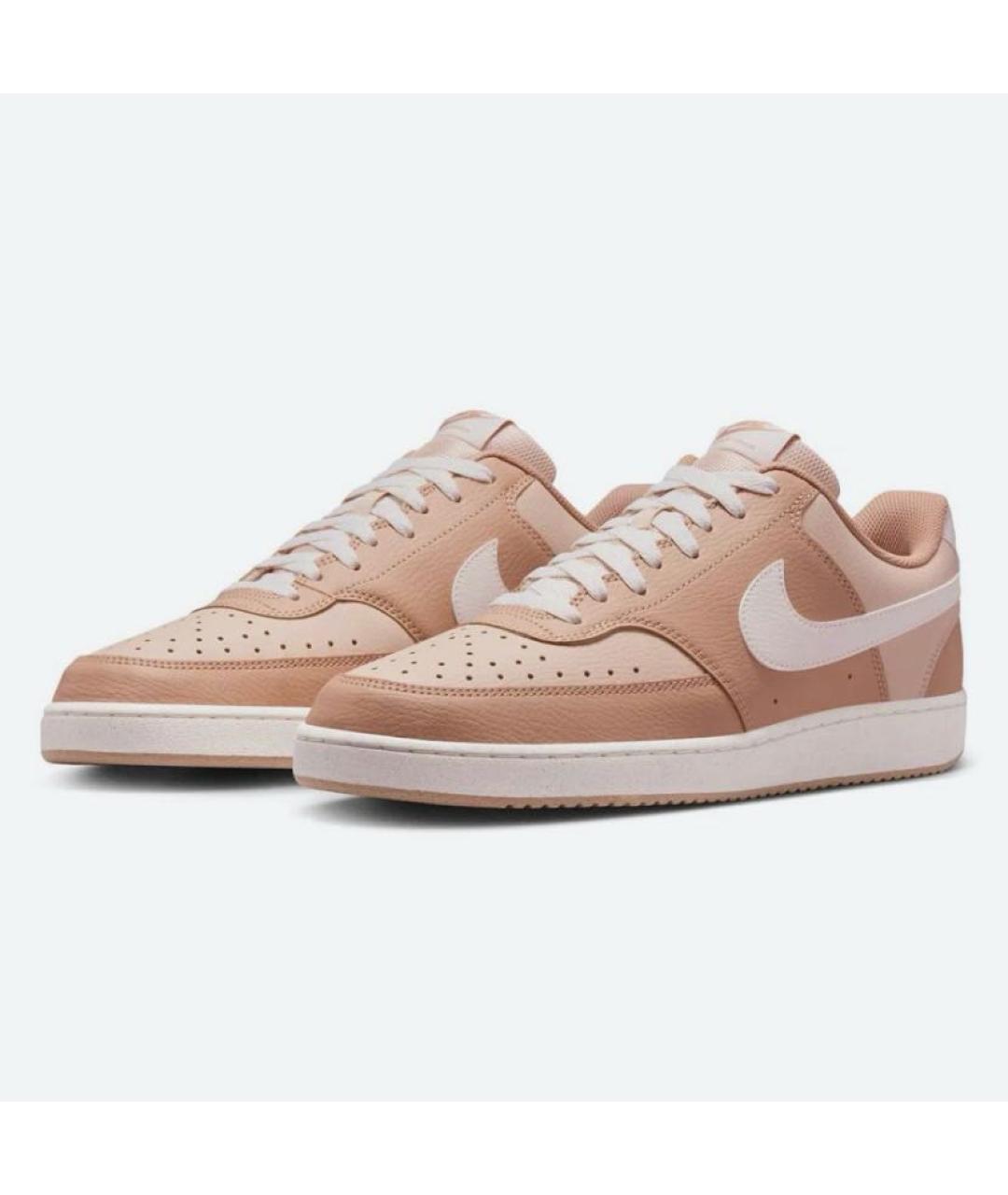 NIKE Коралловые кожаные низкие кроссовки / кеды, фото 3