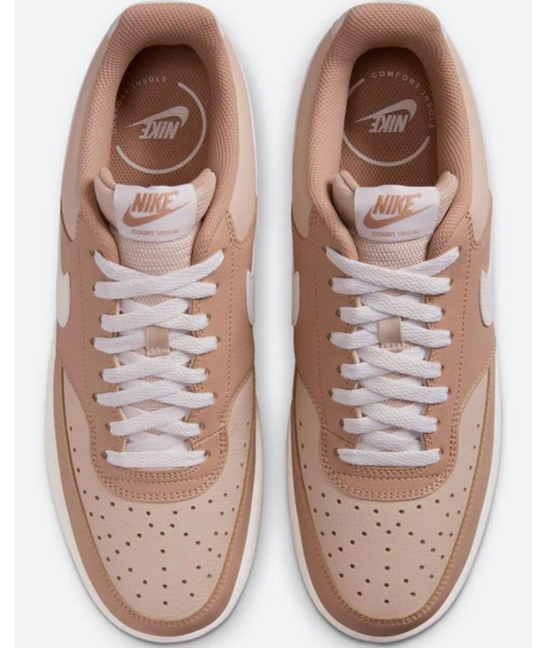 NIKE Коралловые кожаные низкие кроссовки / кеды, фото 2