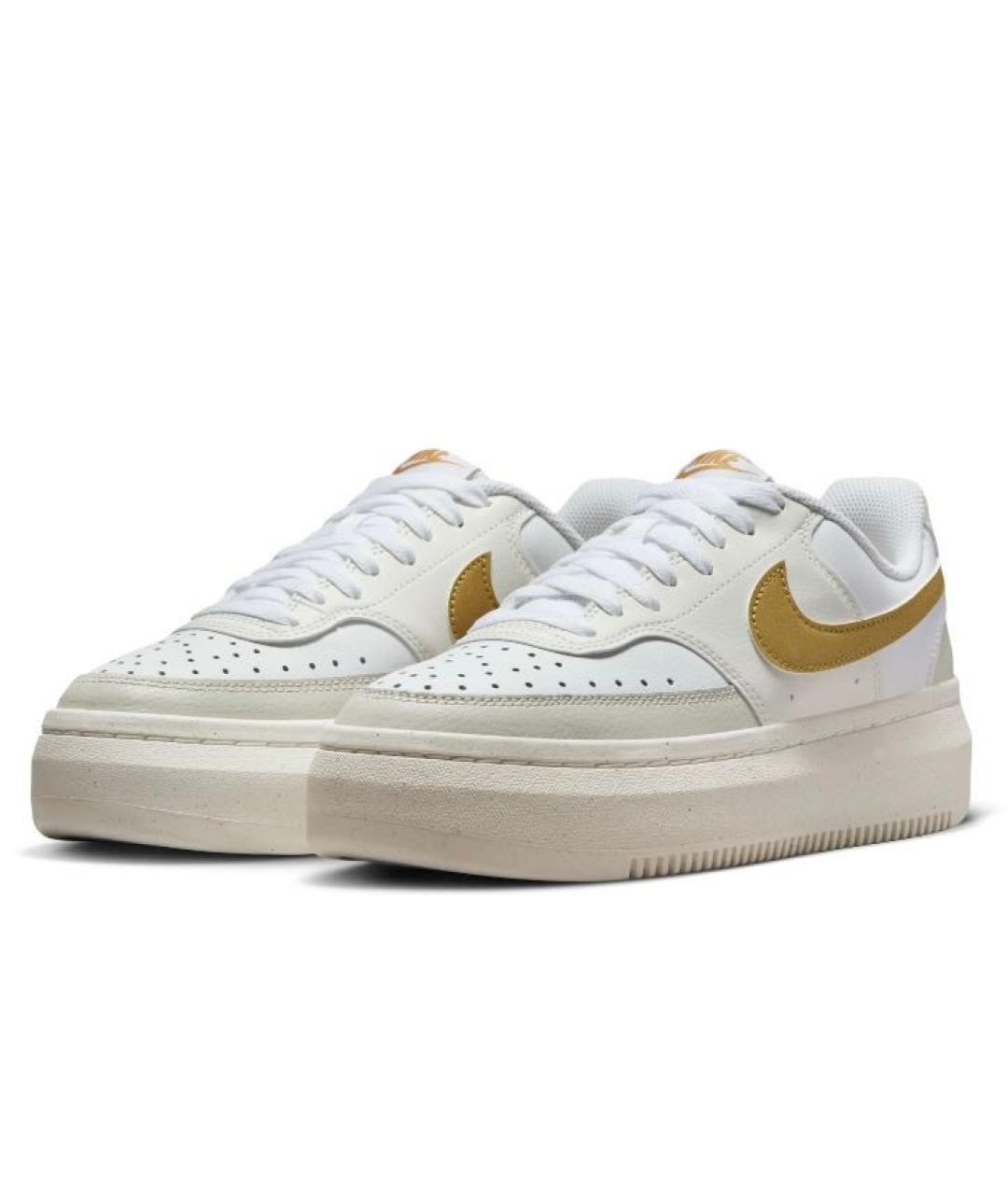 NIKE Бежевые кожаные низкие кроссовки / кеды, фото 2