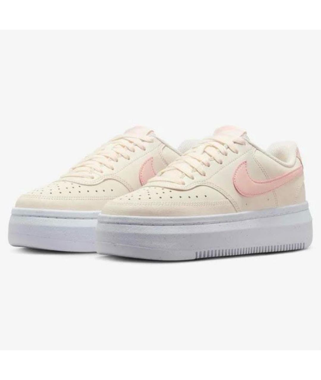 NIKE Бежевые кожаные низкие кроссовки / кеды, фото 3