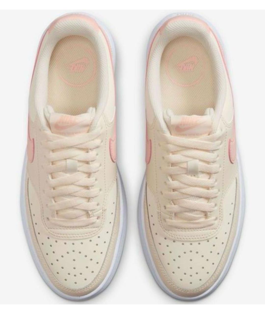 NIKE Бежевые кожаные низкие кроссовки / кеды, фото 2