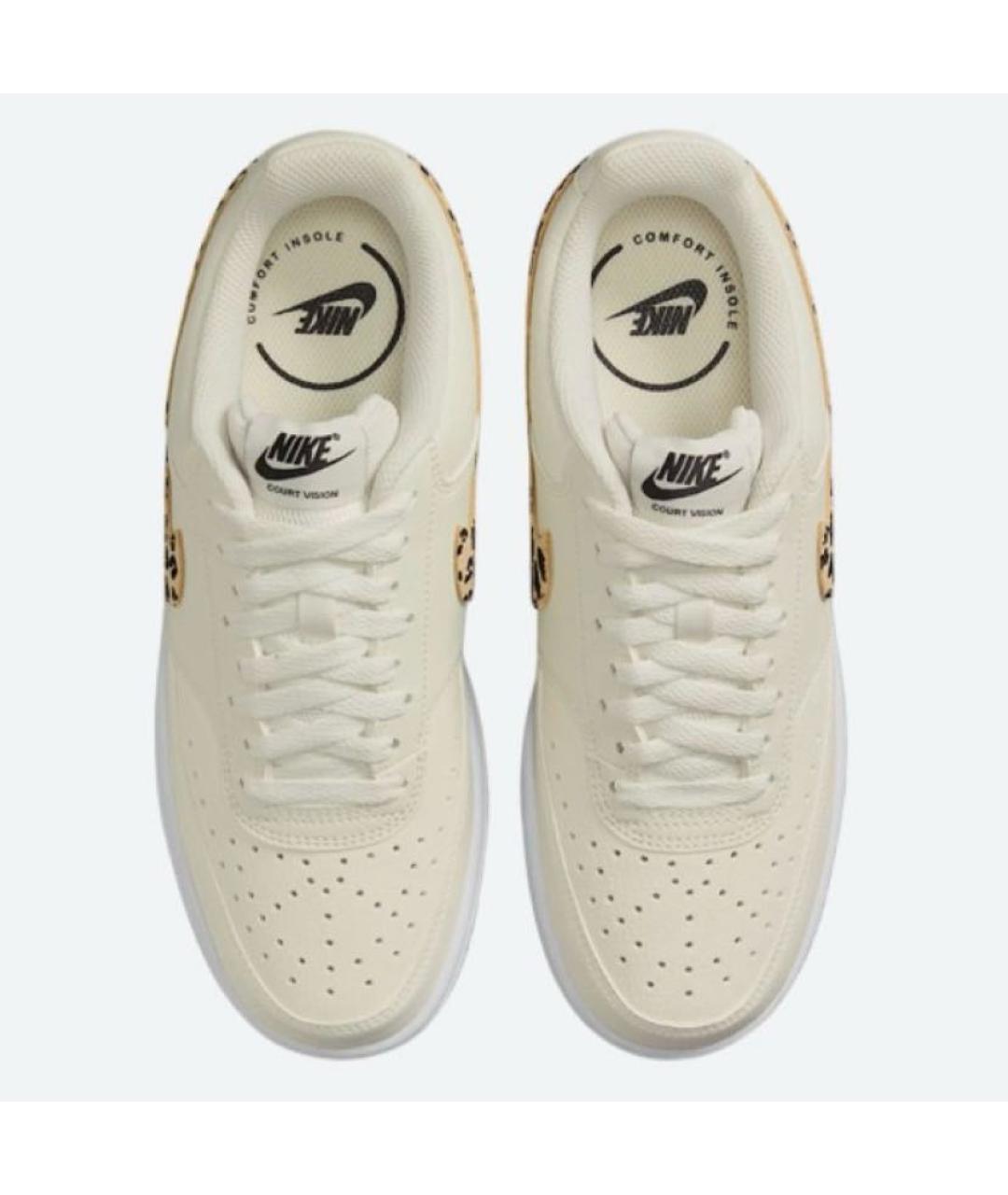 NIKE Бежевые кожаные низкие кроссовки / кеды, фото 3