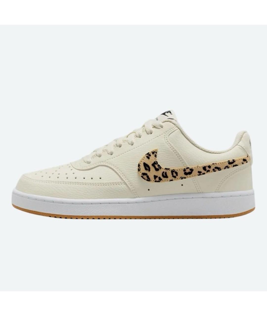 NIKE Бежевые кожаные низкие кроссовки / кеды, фото 2