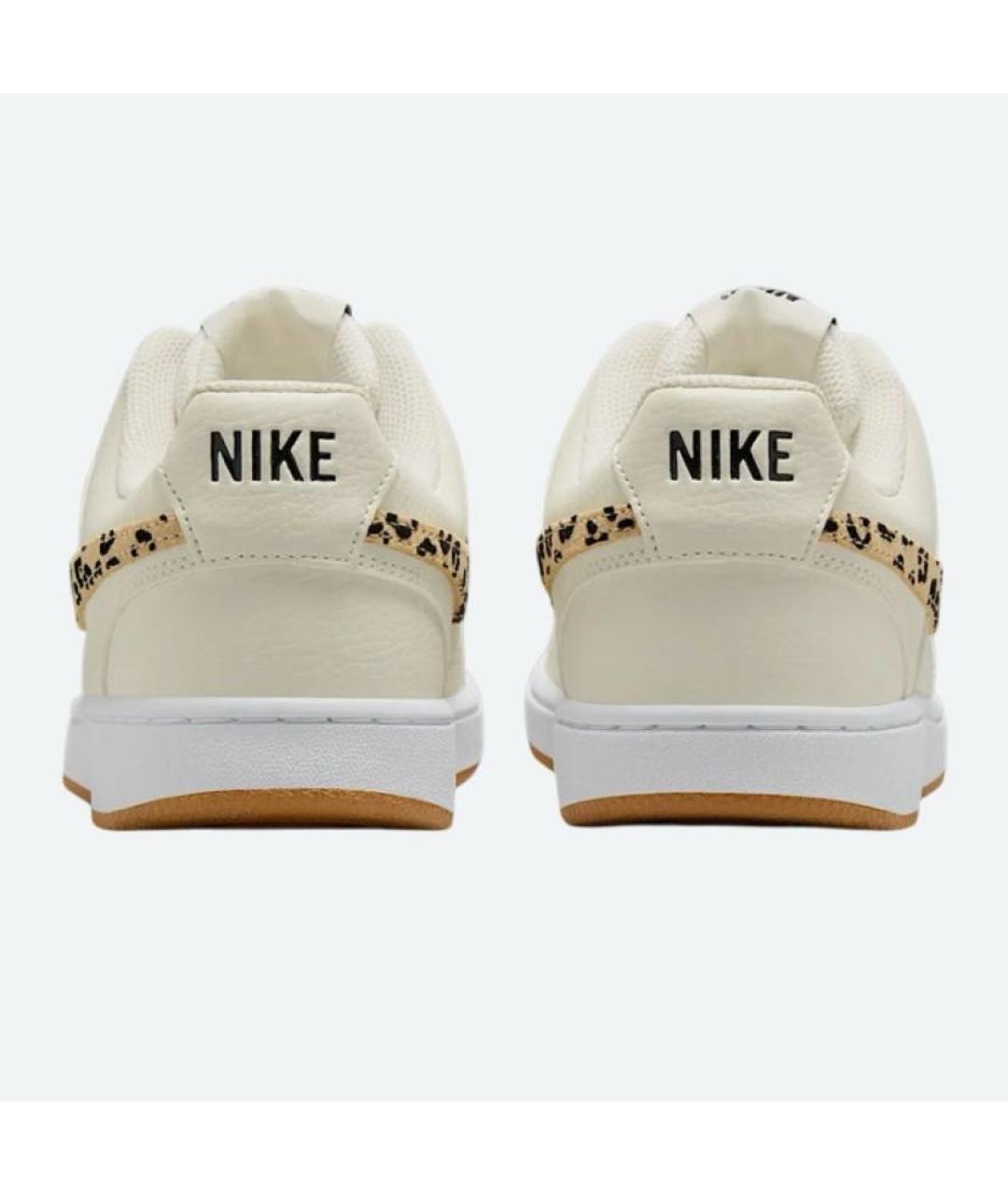 NIKE Бежевые кожаные низкие кроссовки / кеды, фото 4