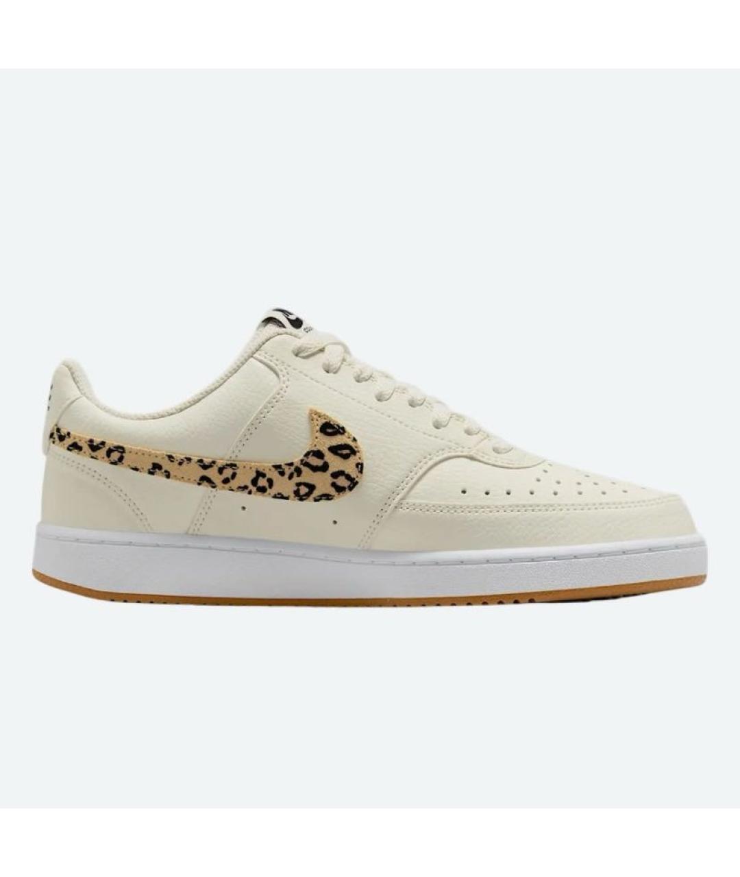 NIKE Бежевые кожаные низкие кроссовки / кеды, фото 6