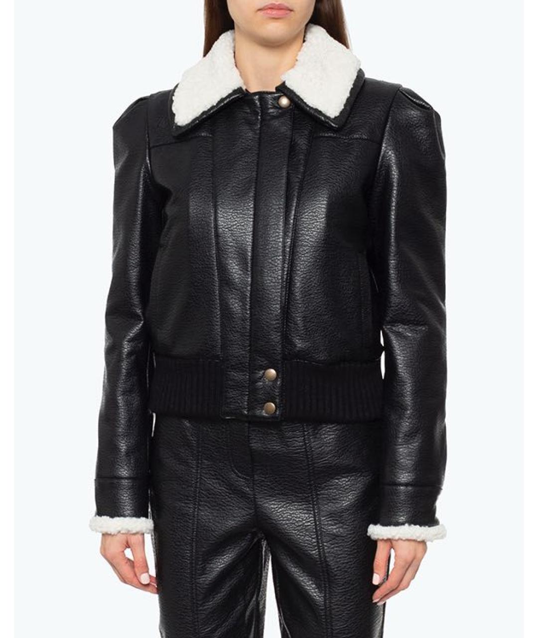 PHILOSOPHY DI LORENZO SERAFINI Черная полиуретановая дубленка, фото 5