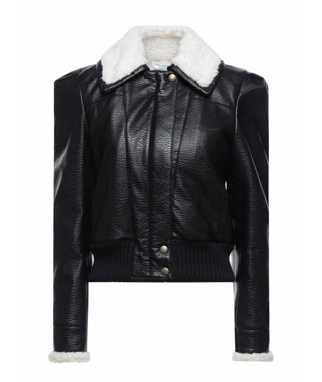 PHILOSOPHY DI LORENZO SERAFINI Черная полиуретановая дубленка, фото 1