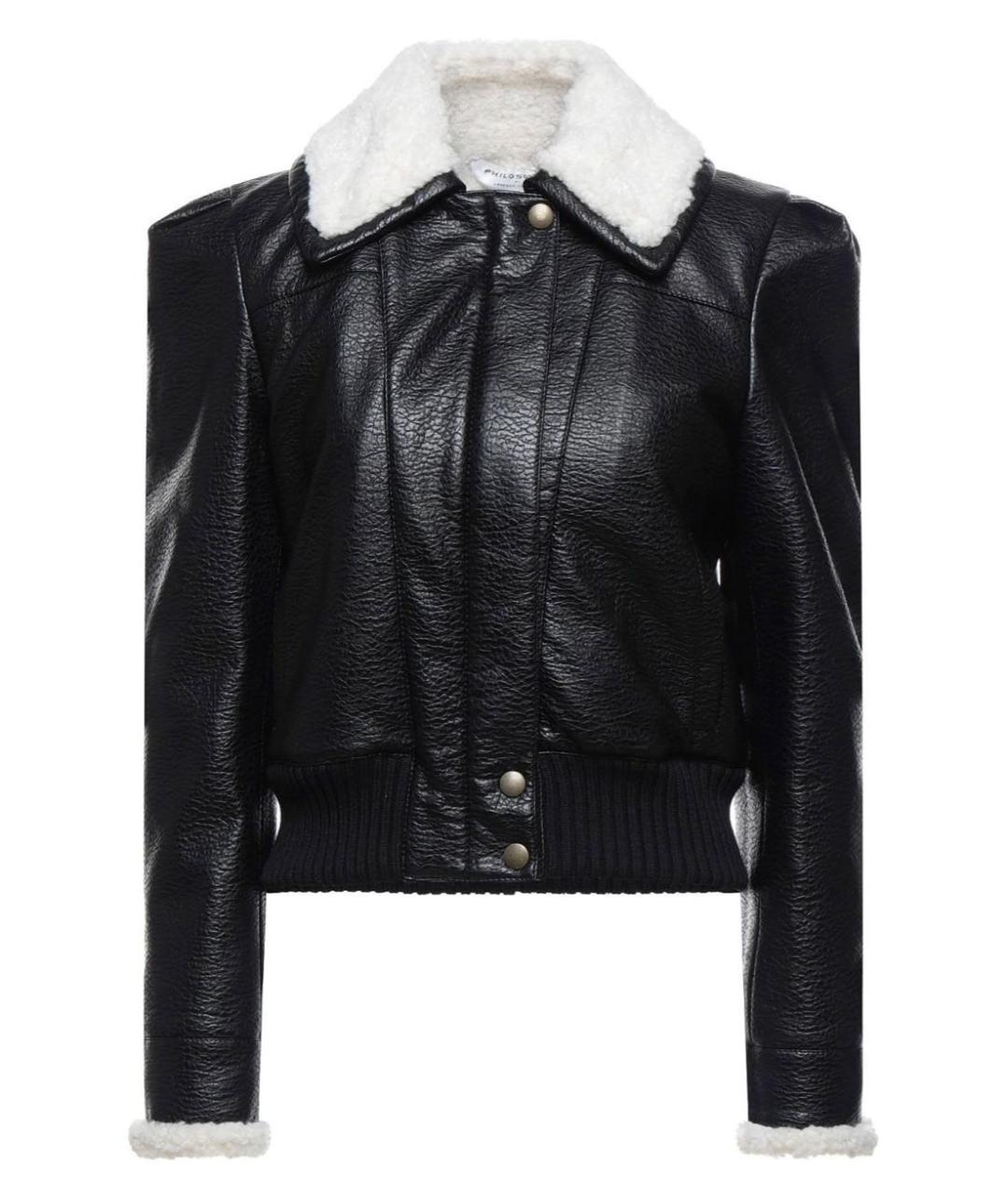 PHILOSOPHY DI LORENZO SERAFINI Черная полиуретановая дубленка, фото 9