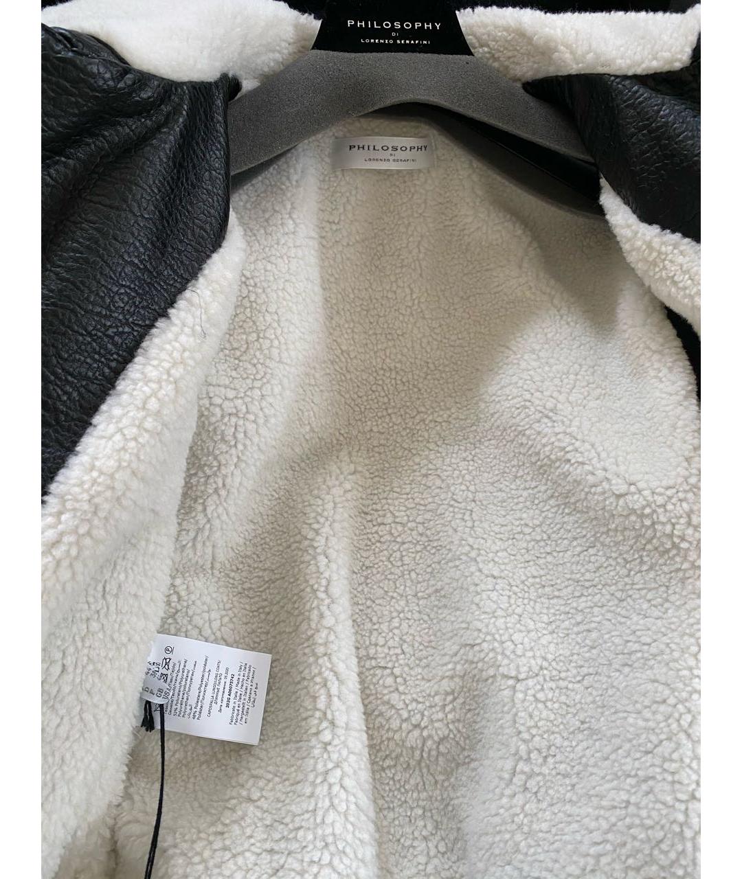 PHILOSOPHY DI LORENZO SERAFINI Черная полиуретановая дубленка, фото 8