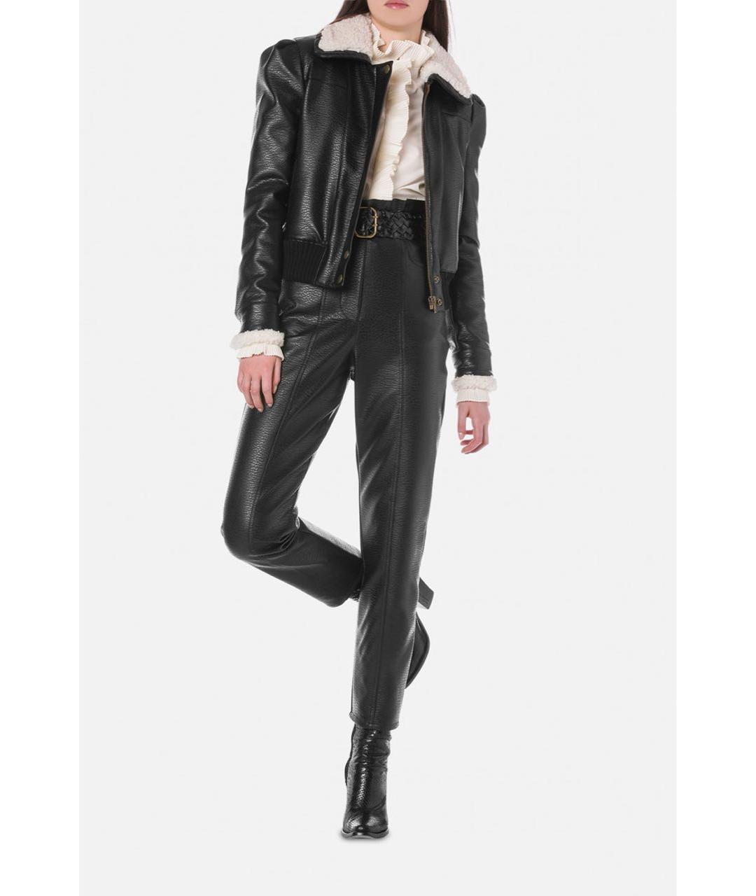 PHILOSOPHY DI LORENZO SERAFINI Черная полиуретановая дубленка, фото 4