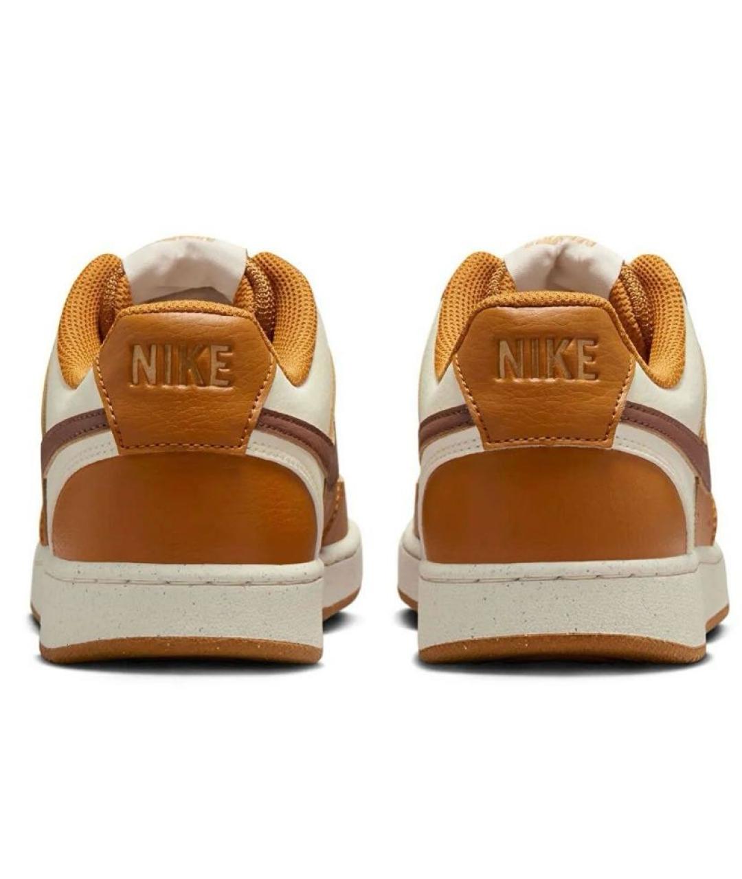 NIKE Коричневые кожаные низкие кроссовки / кеды, фото 3