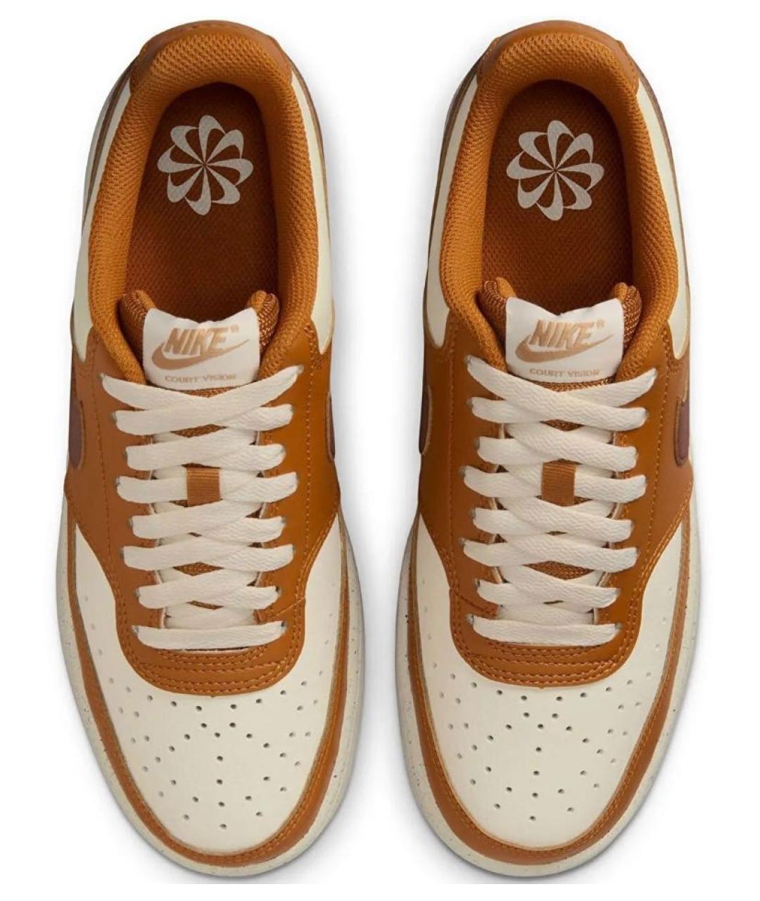 NIKE Коричневые кожаные низкие кроссовки / кеды, фото 4