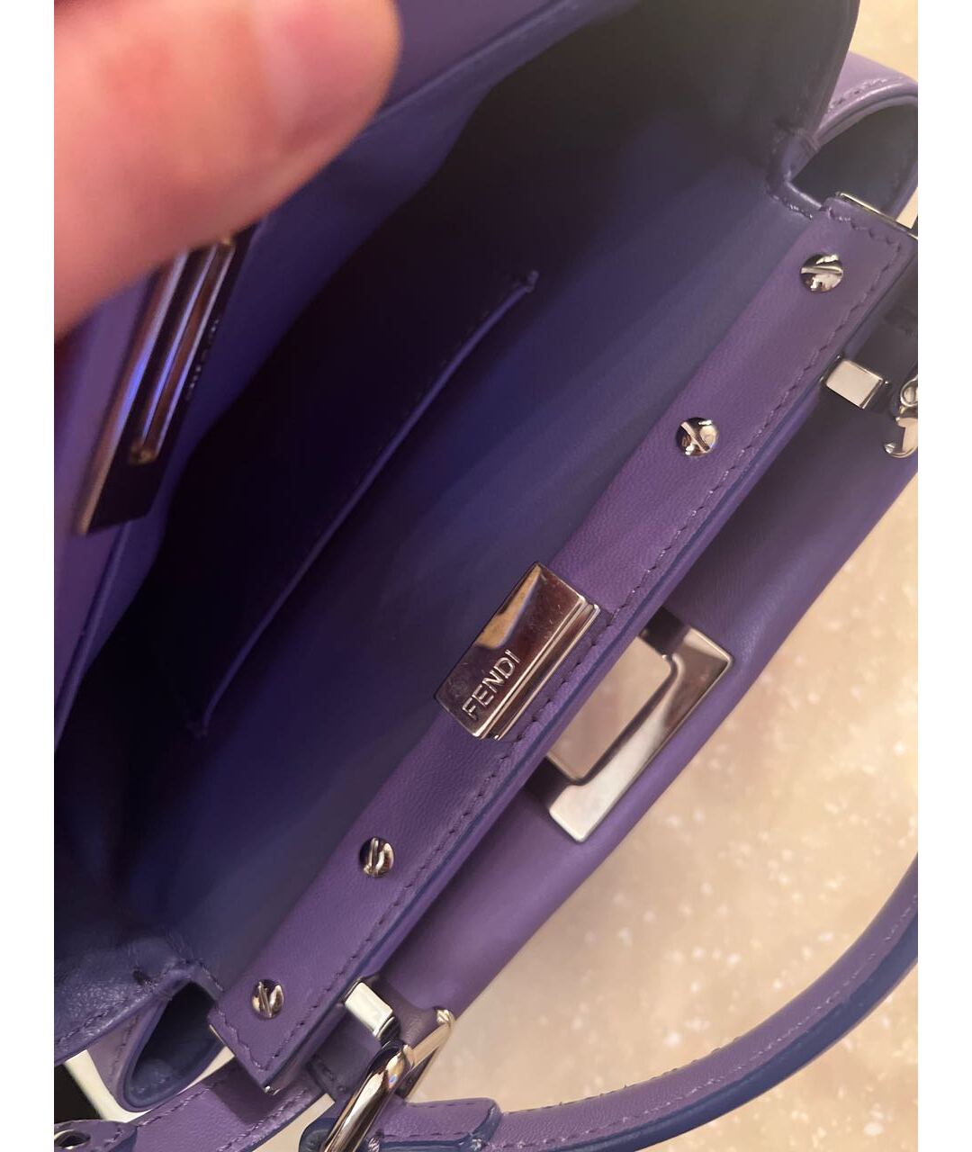 FENDI Фиолетовая кожаная сумка тоут, фото 6